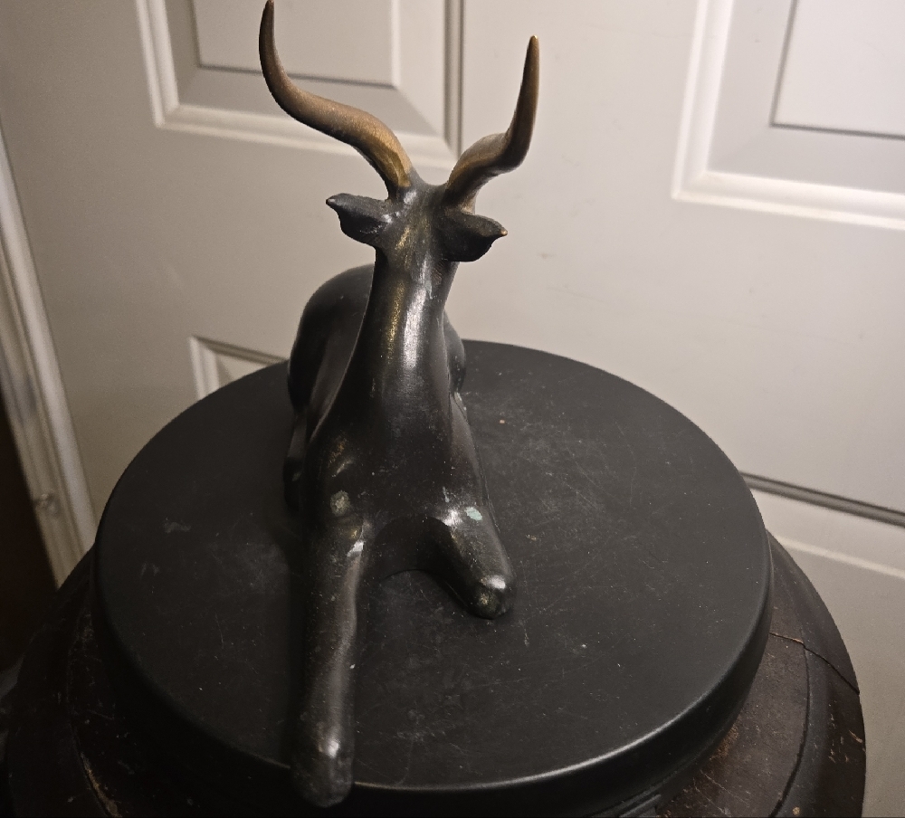Loet Vanderveen Style Antelope Bronze, Black, and Brass Sculpture Figurine - Picture 6 of 10